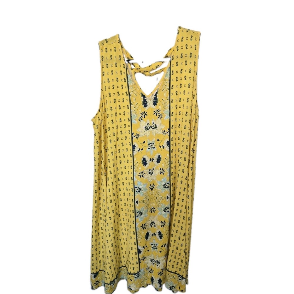 Pre-Owned Style & Co Yellow Size 3X Floral Knee Length Sleeveless Dress